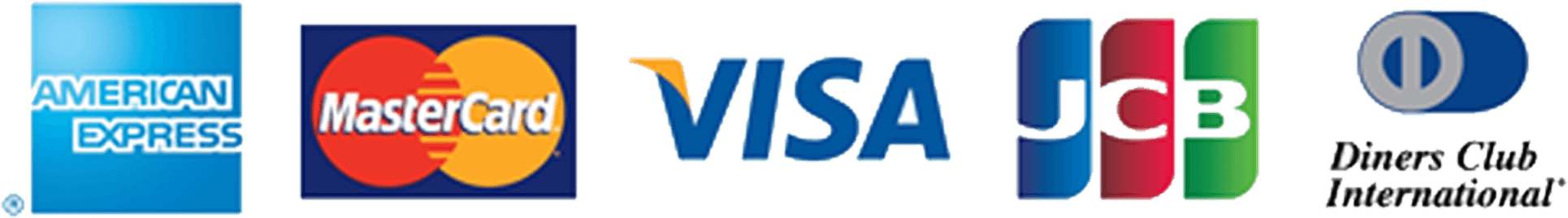 AMERICAN EXPRESS,Master Card,VISA,JCB,Diners Club